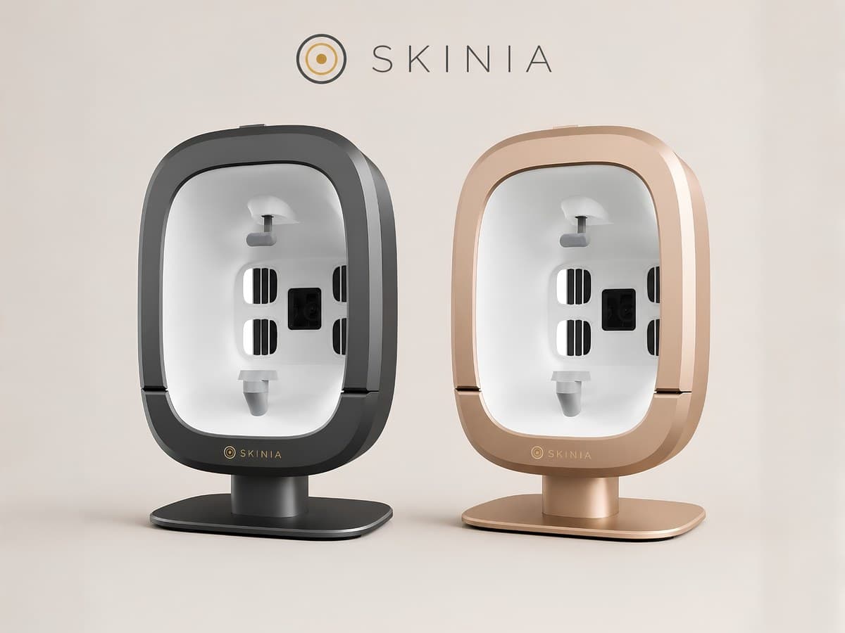 Skinia Scanner – profesionálny AI analyzátor pleti v zlatom a čiernom prevedení | skinia.eu